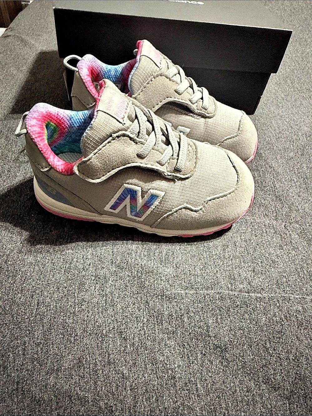 New Balance 515 Hook & Loop Kids Sneakers Gray & Pink Girls US 6